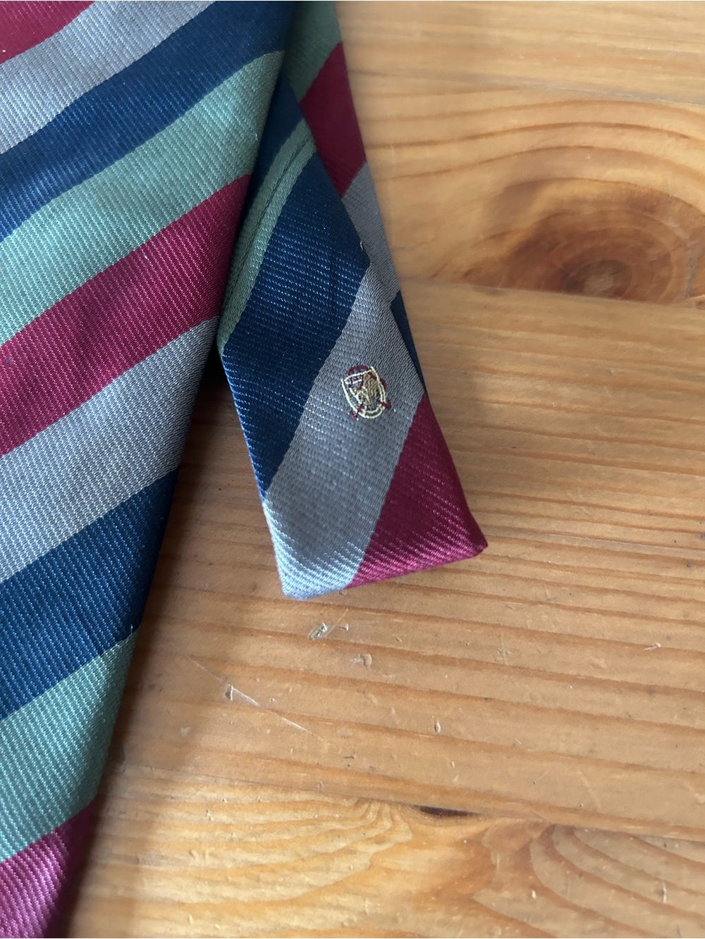 Chaps Ralph Lauren Striped Silk Tie in Burgundy, Navy & Olive - Picture 3 of 4